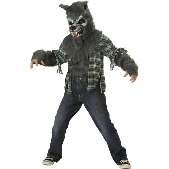California Costumes 2 Piece Werewolf Wolf Halloween Costume Shirt Fur Latex Mask - Picture 2 of 3